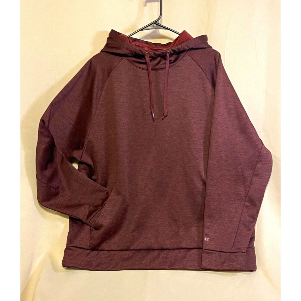 Russell Dri-Power 360 Men's Burgundy Fleece Pullover Hoodie Logo XL